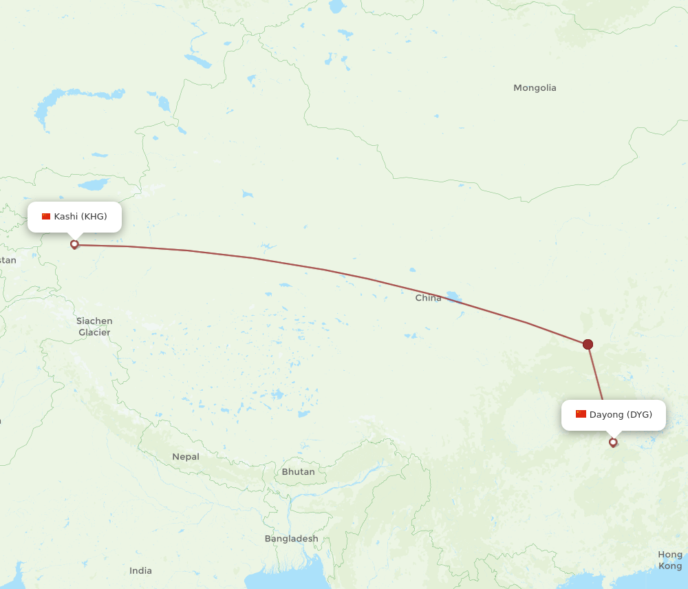 Flights from Kashi to Dayong, KHG to DYG - Flight Routes