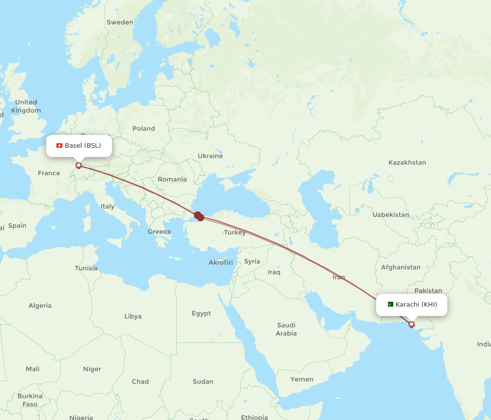 Flights from Karachi to Basel Switzerland Mulhouse KHI to BSL