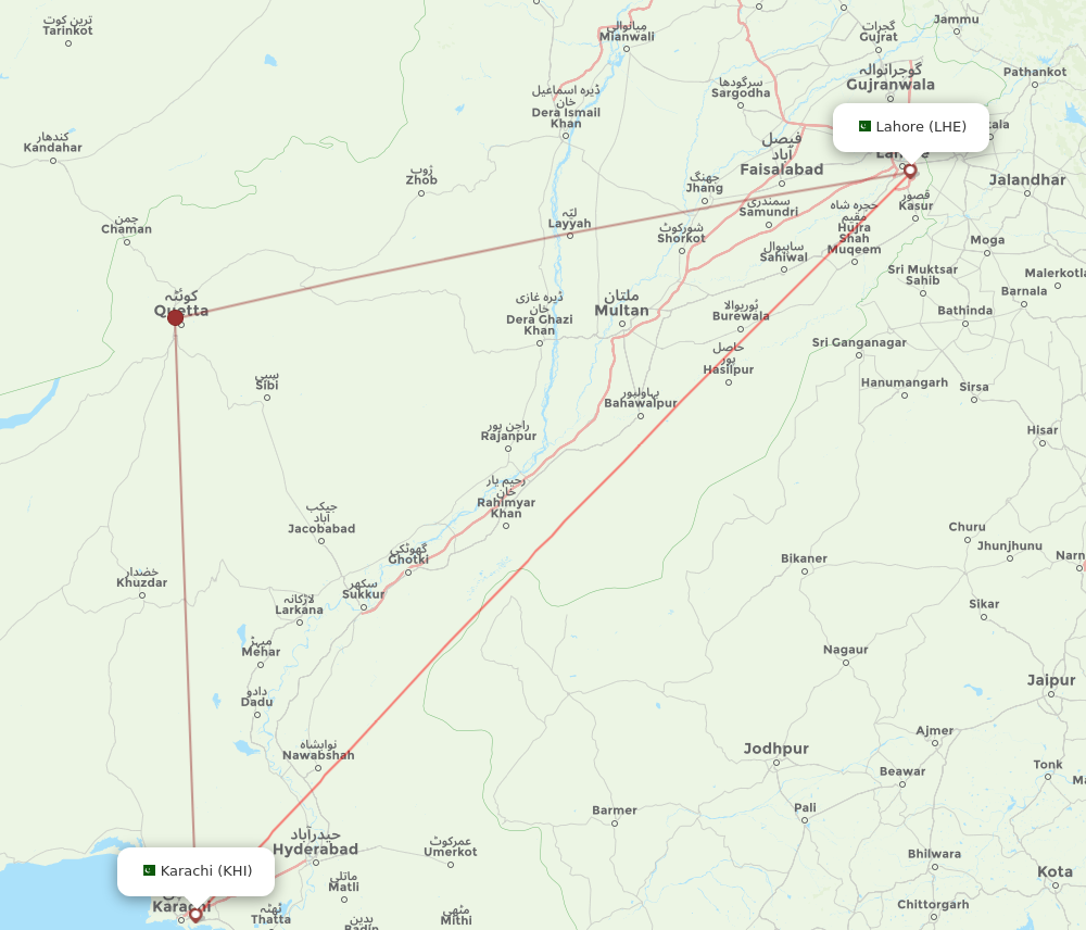 Flights from Karachi to Lahore KHI to LHE Flight Routes