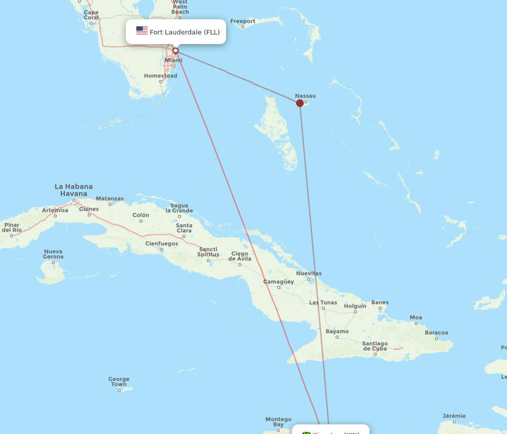 Flights from Kingston to Fort Lauderdale KIN to FLL Flight Routes