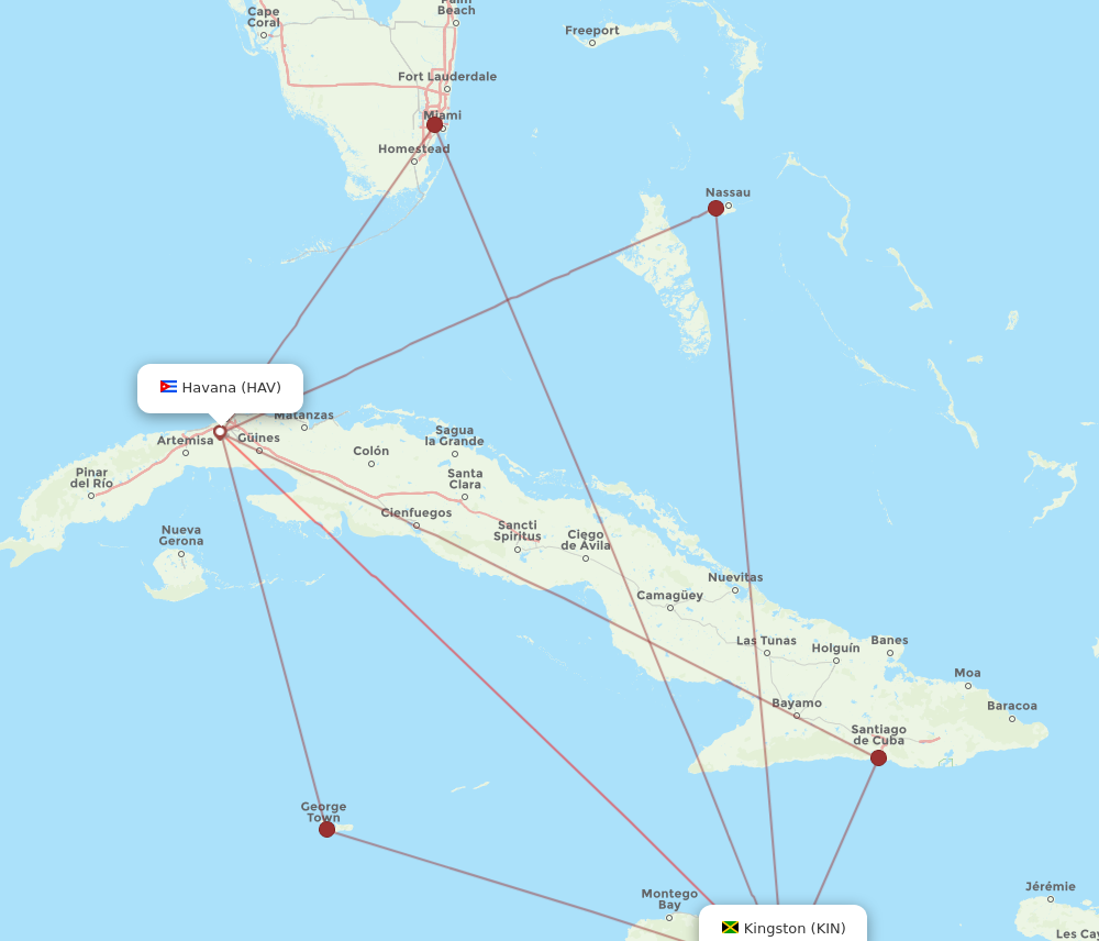 Flights from Kingston to Havana KIN to HAV Flight Routes