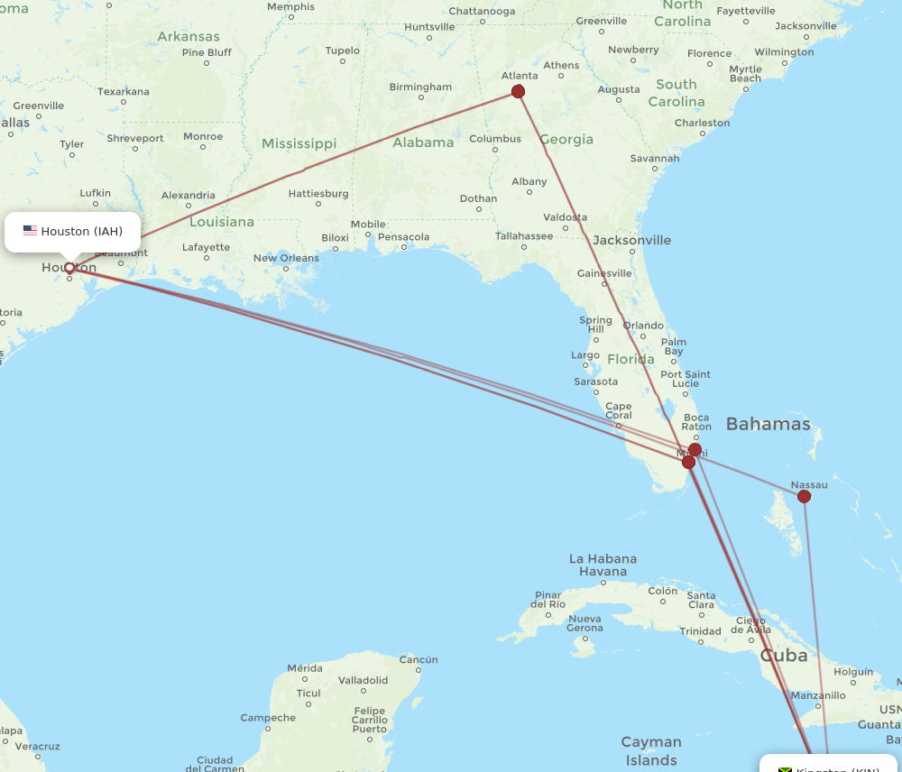 Flights from Kingston to Houston KIN to IAH Flight Routes