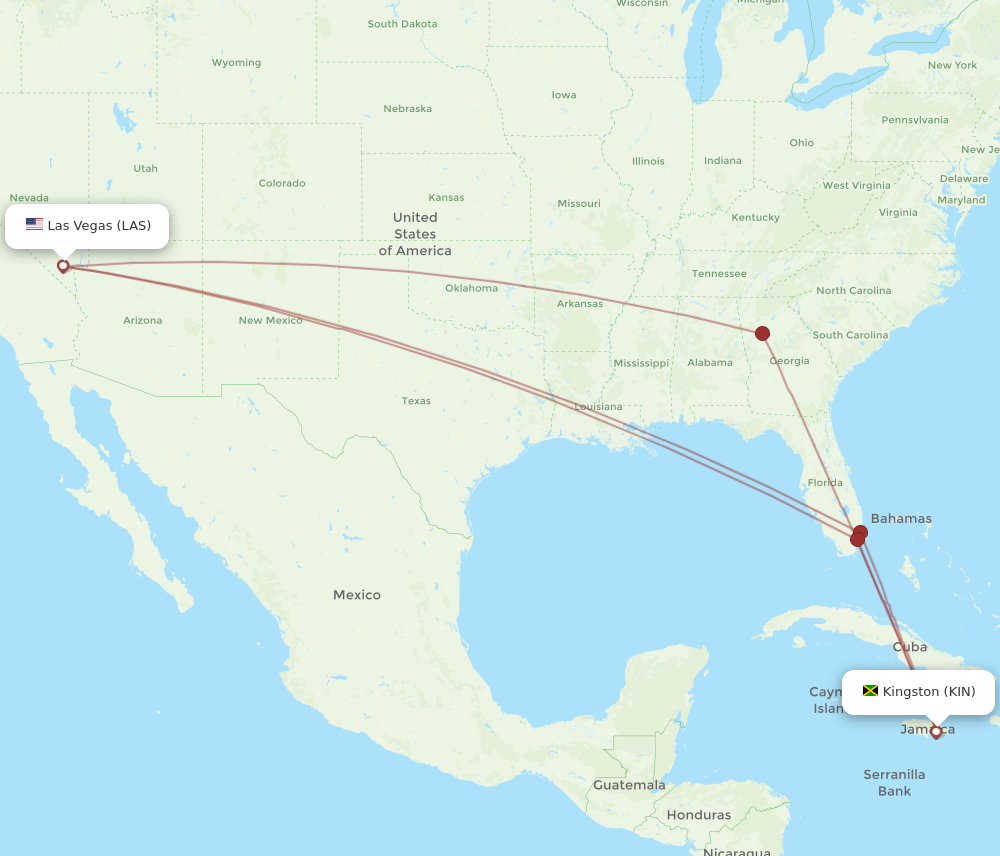 Flights from Kingston to Las Vegas, KIN to LAS - Flight Routes