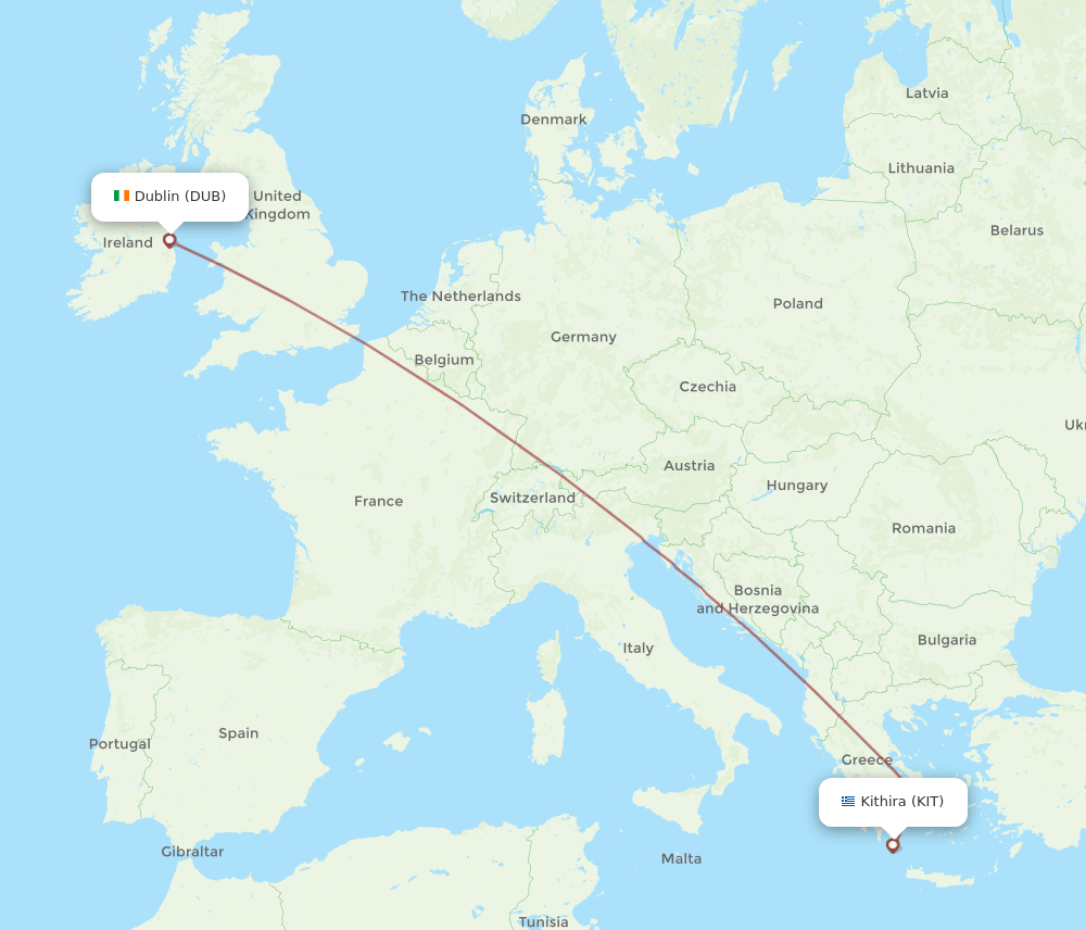 Flights from Dublin to Kithira, DUB to KIT - Flight Routes