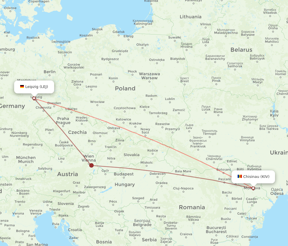 Flights from Chisinau to Leipzig Halle KIV to LEJ Flight Routes