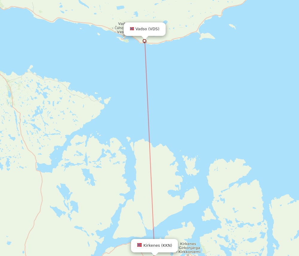 Flights from Kirkenes to Vadso, KKN to VDS - Flight Routes