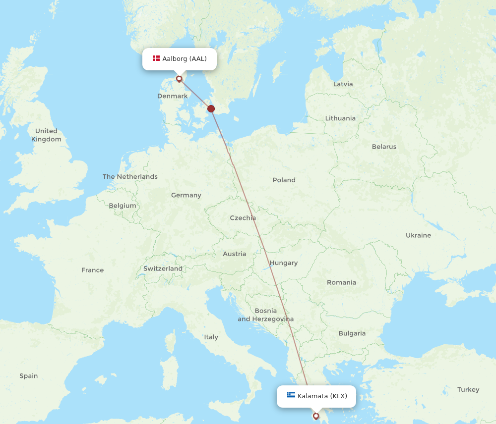 Flights From Kalamata To Aalborg, KLX To AAL - Flight Routes