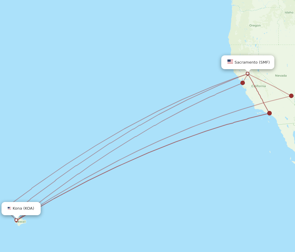 Flights From Kailua Kona To Sacramento Koa To Smf Flight Routes 6118