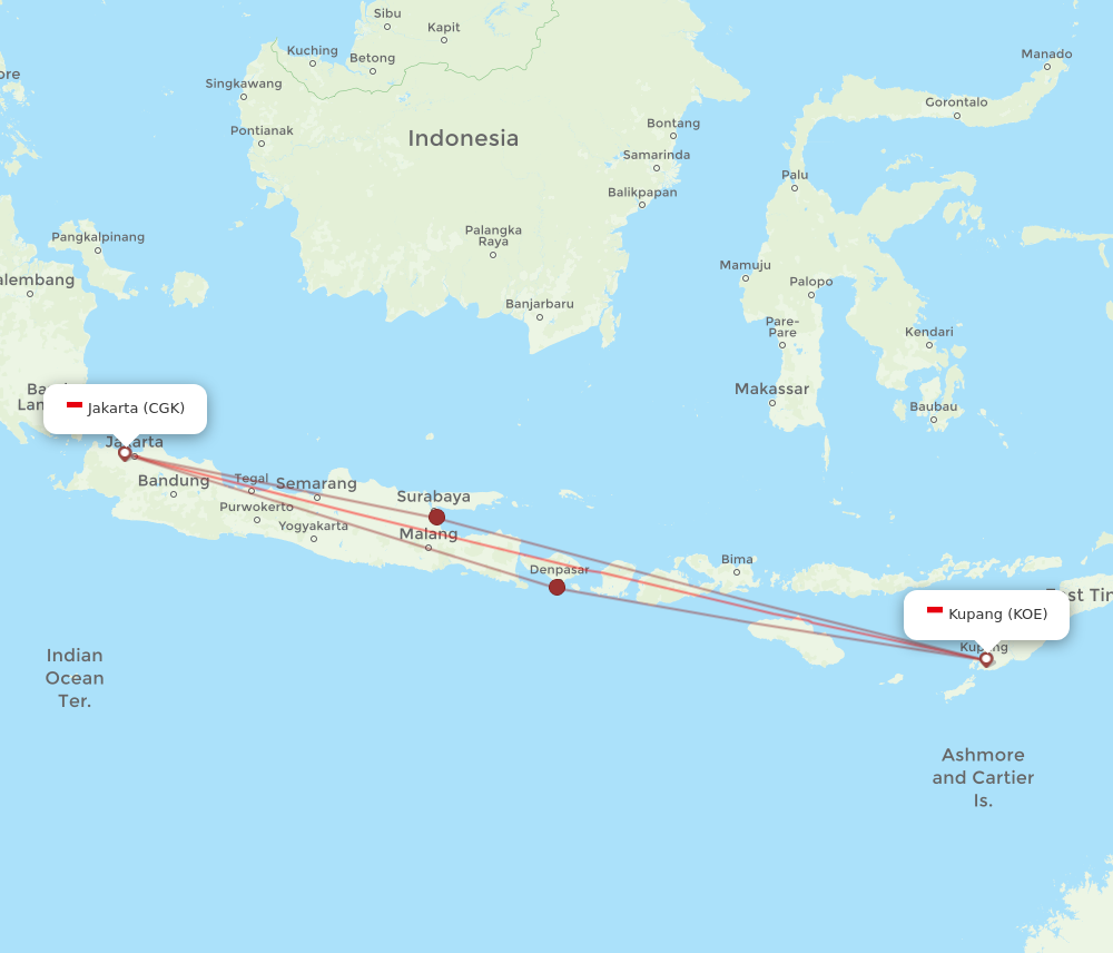 Flights from Kupang to Jakarta KOE to CGK Flight Routes