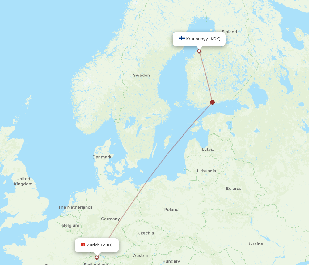 Flights from Kokkola Pietarsaari to Zurich KOK to ZRH Flight Routes