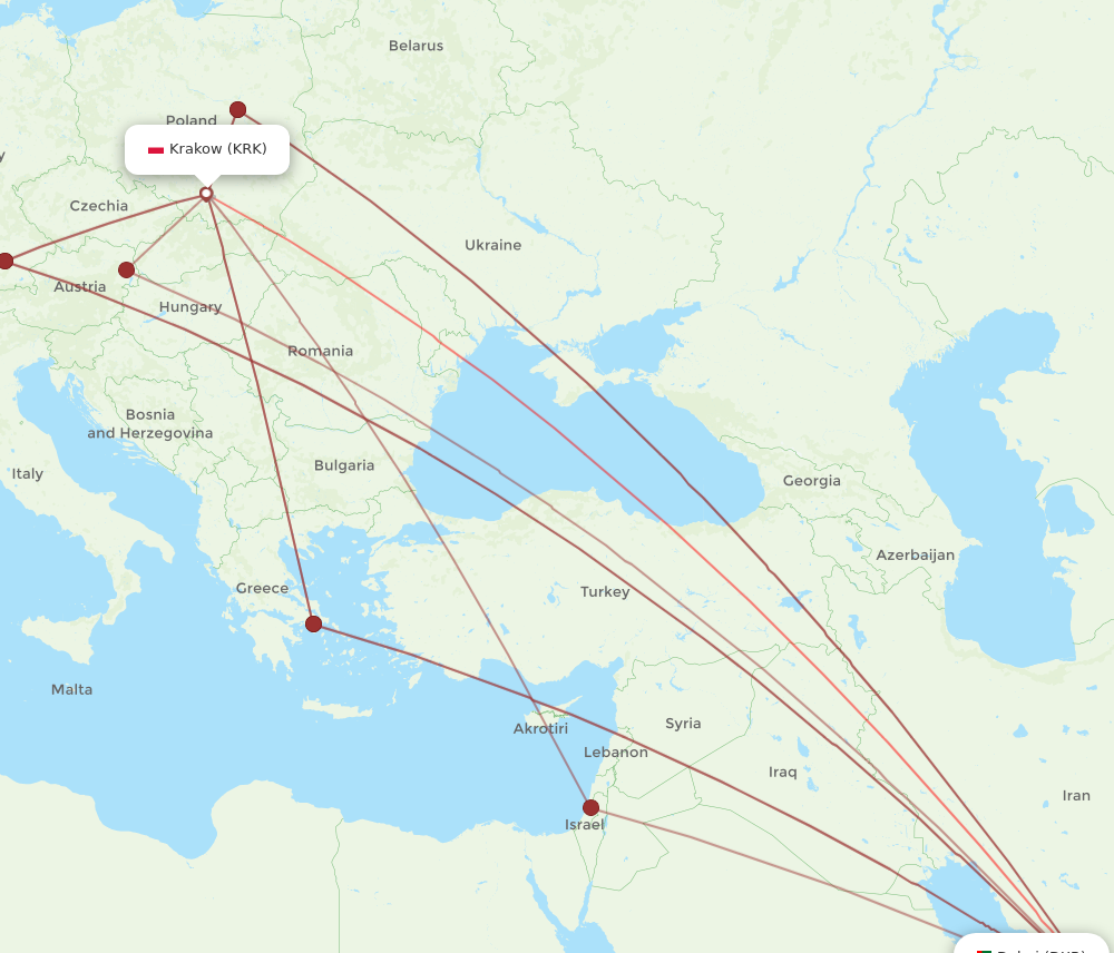 Flights from Krakow to Dubai KRK to DXB Flight Routes