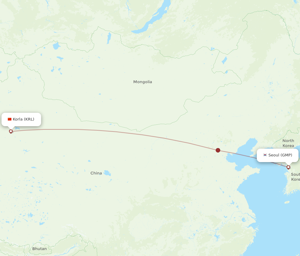 All Flight Routes From Korla To Seoul, KRL To GMP - Flight Routes