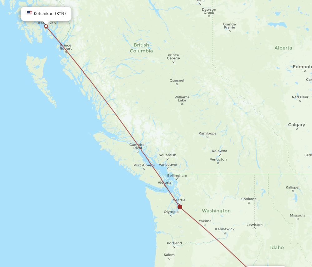 All Flight Routes From Ketchikan To Boise, KTN To BOI - Flight Routes