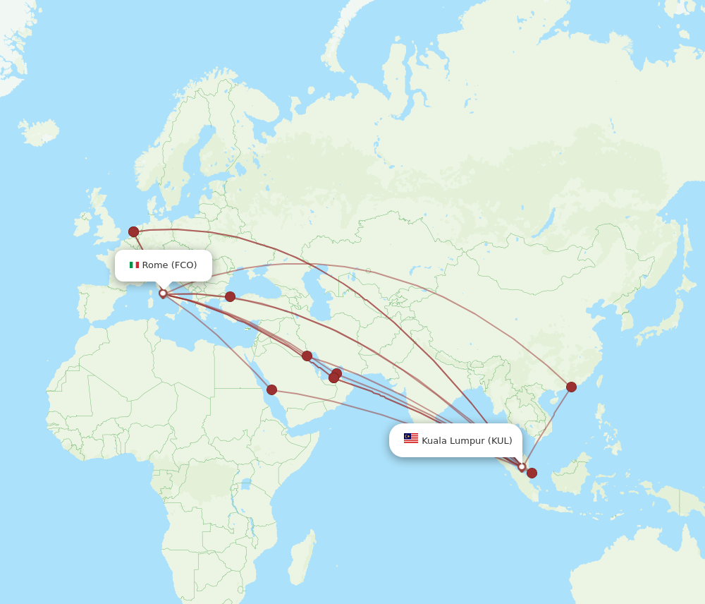 KUL to FCO flights and routes map