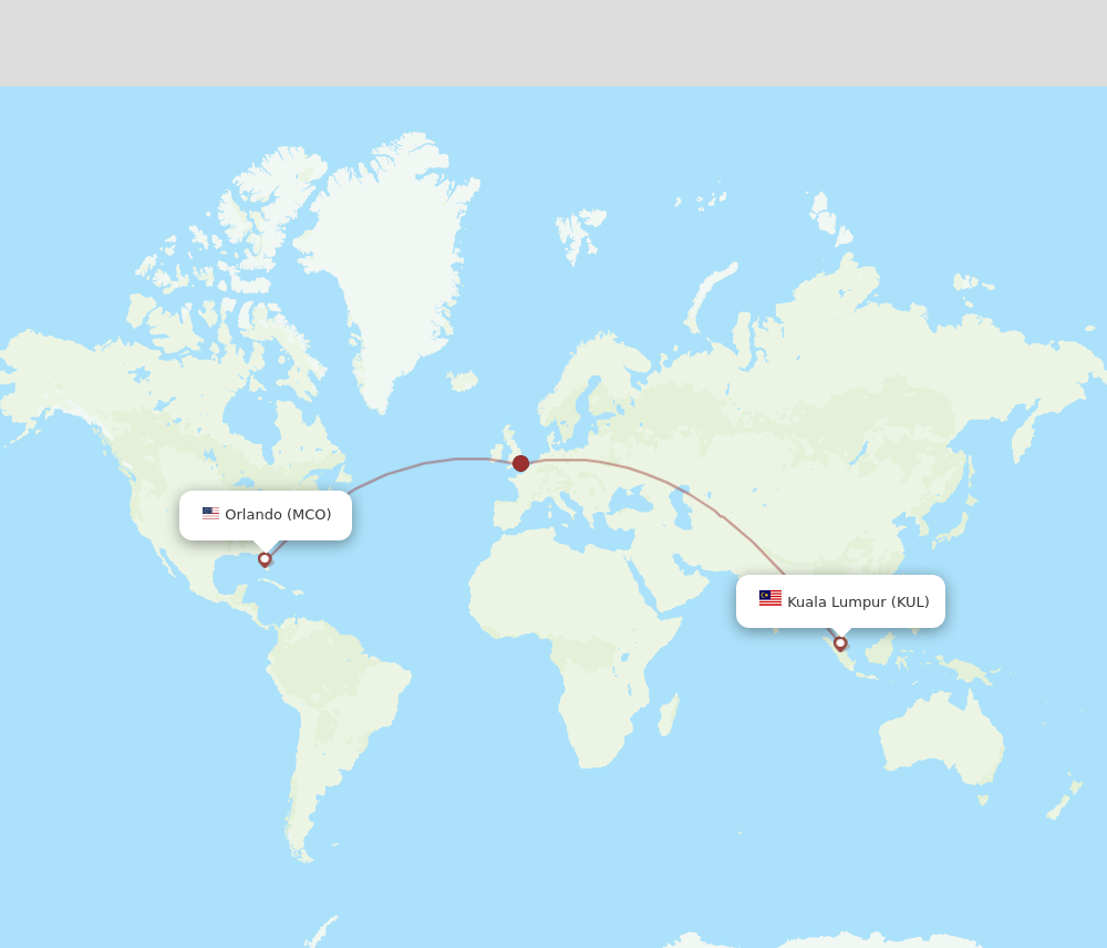 Flights from Kuala Lumpur to Orlando KUL to MCO Flight Routes