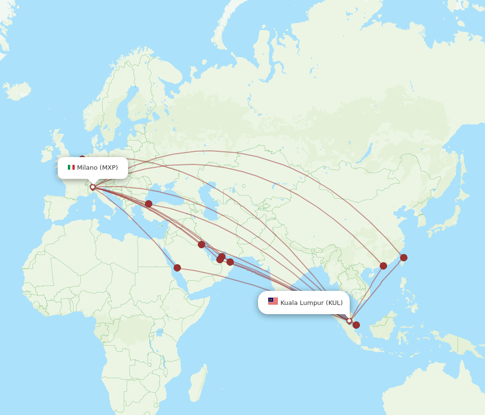 KUL to MXP flights and routes map