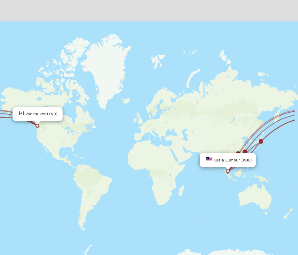 Flights from Vancouver to Kuala Lumpur YVR to KUL Flight Routes