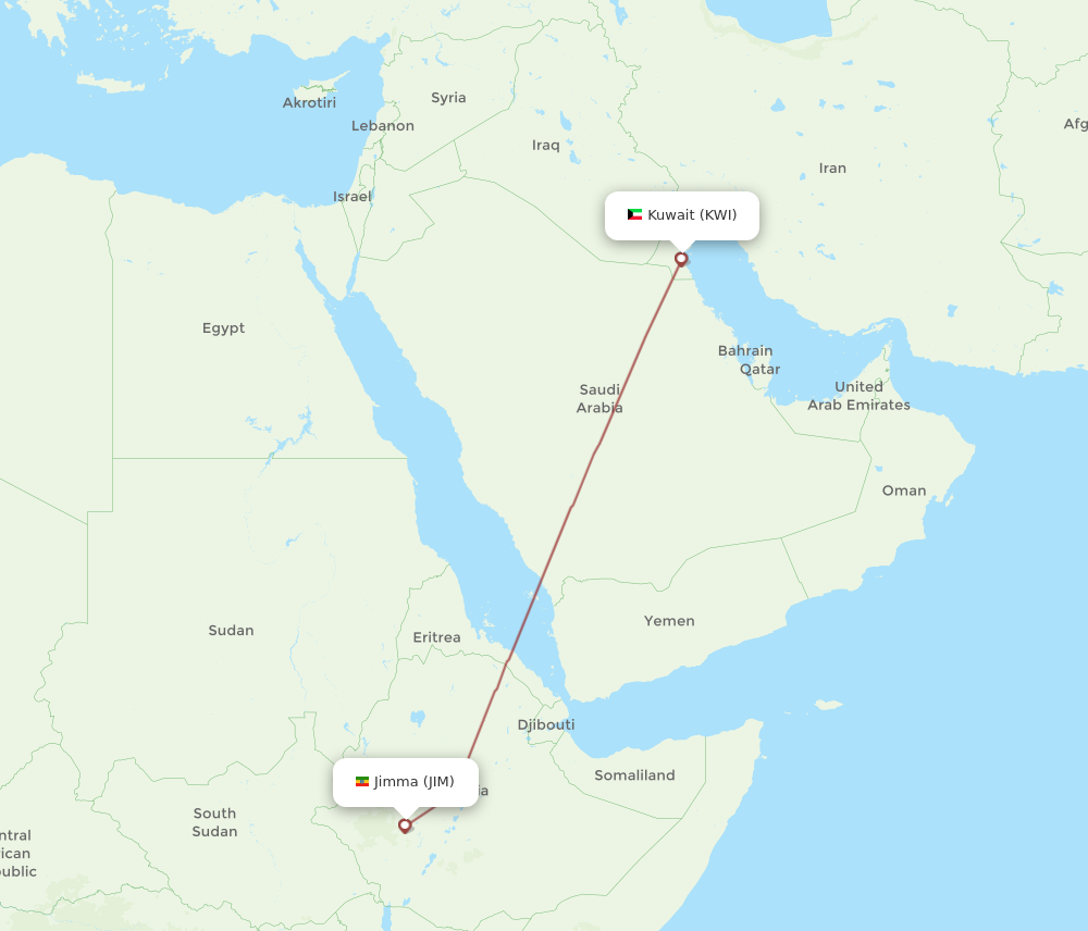 Flights from Kuwait to Jimma KWI to JIM Flight Routes