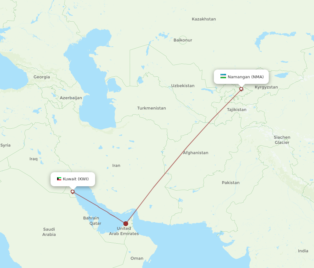 Flights from Kuwait to Namangan KWI to NMA Flight Routes