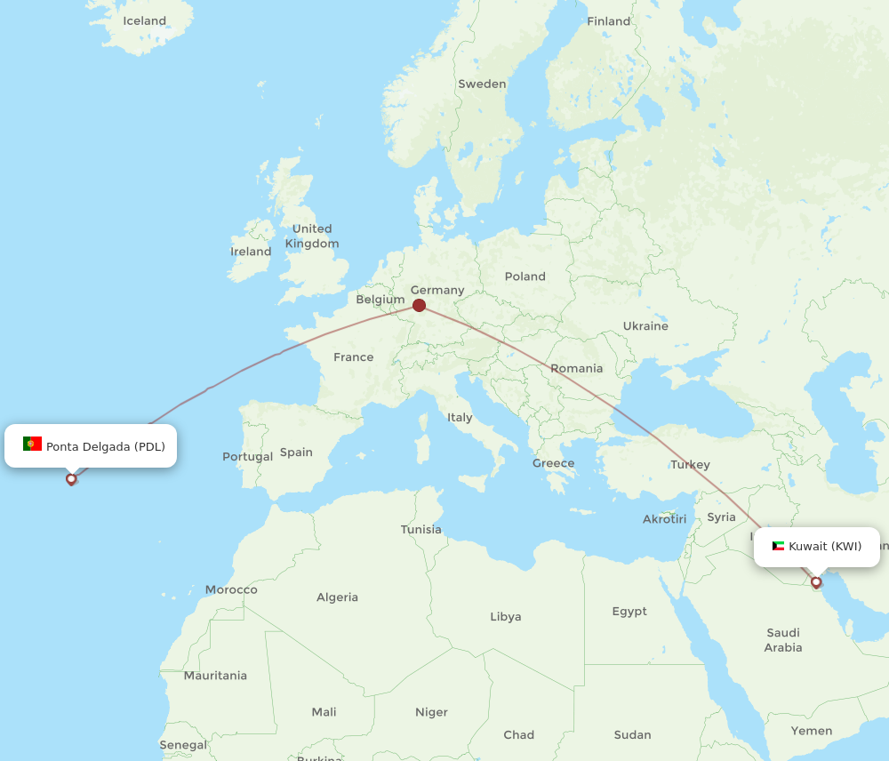 Flights from Kuwait to Ponta Delgada Azores KWI to PDL Flight