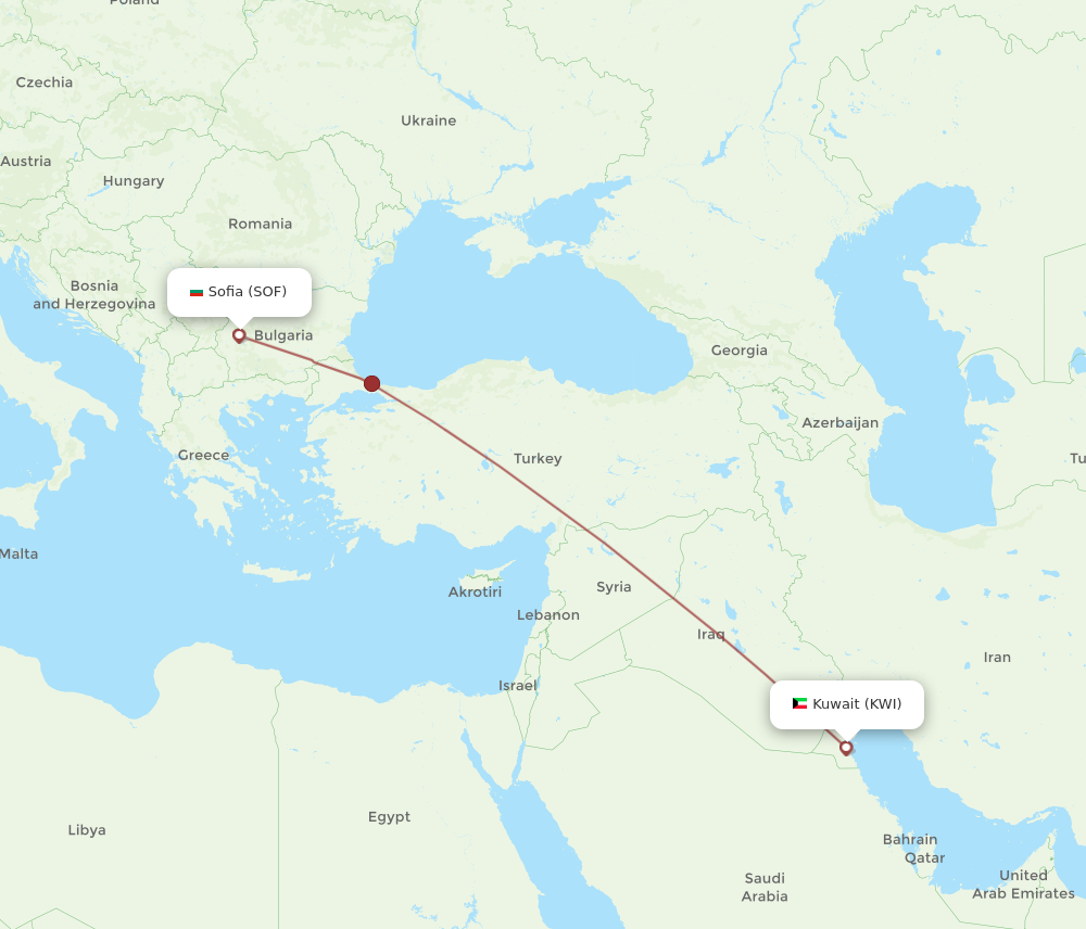 Flights from Kuwait to Sofia KWI to SOF Flight Routes