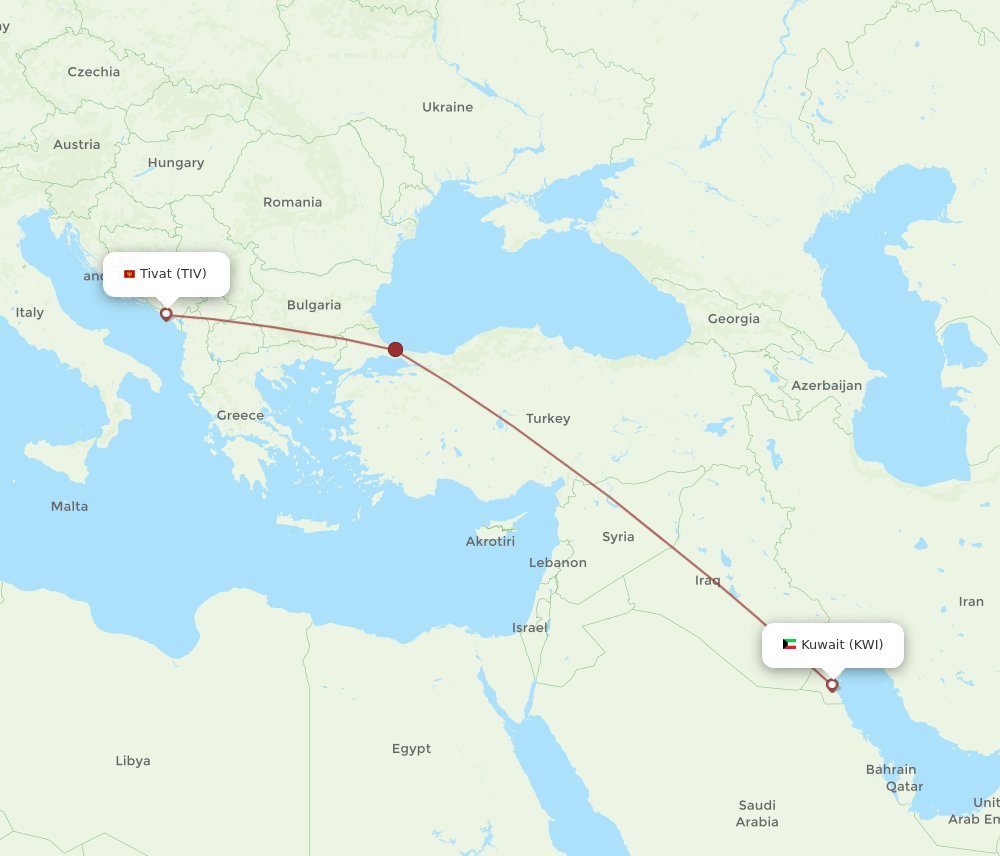 Flights from Kuwait to Tivat KWI to TIV Flight Routes