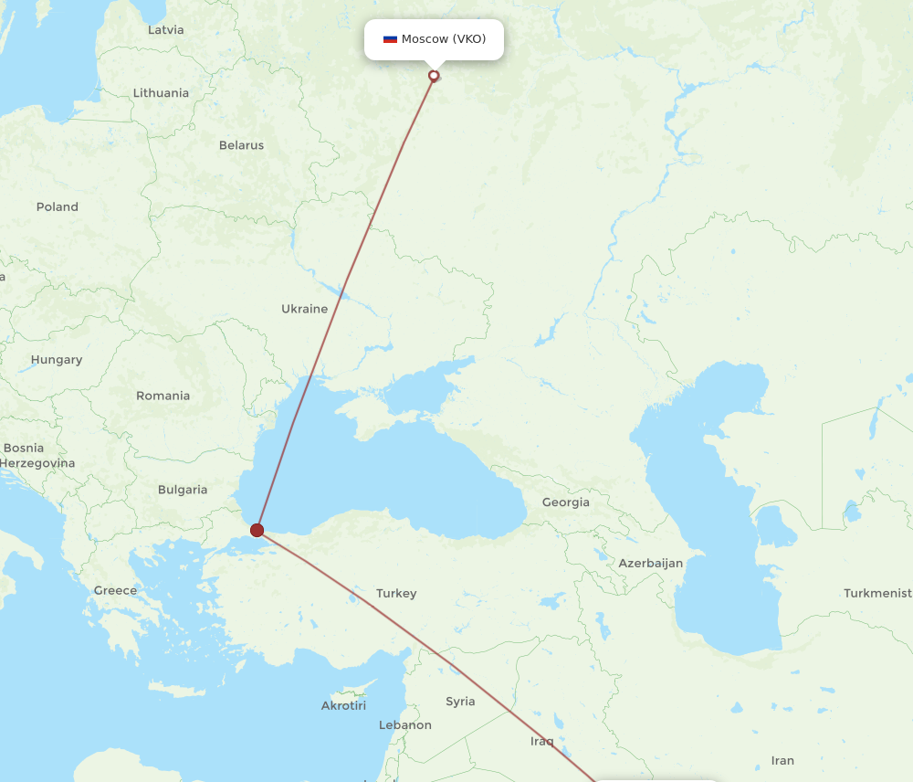 Flights from Kuwait to Moscow KWI to VKO Flight Routes