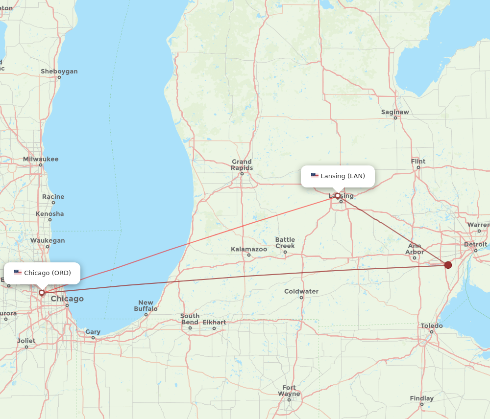 Flights from Lansing to Chicago LAN to ORD Flight Routes