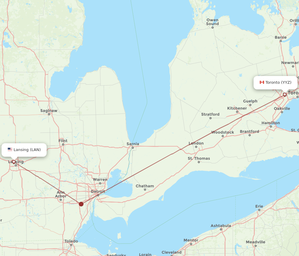 Flights from Lansing to Toronto LAN to YYZ Flight Routes