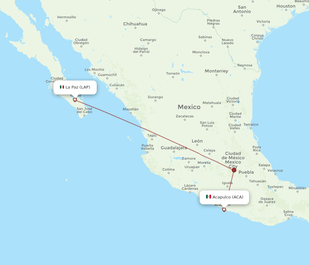 Flights from La Paz to Acapulco LAP to ACA Flight Routes