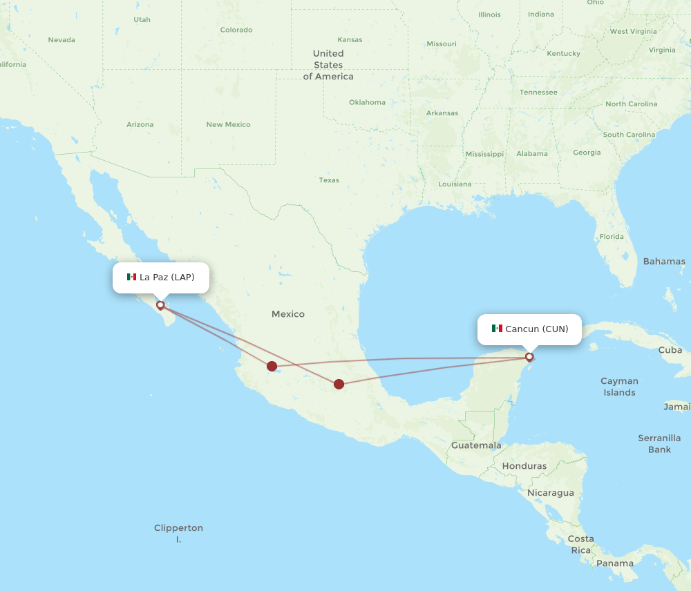 Flights from La Paz to Cancun LAP to CUN Flight Routes