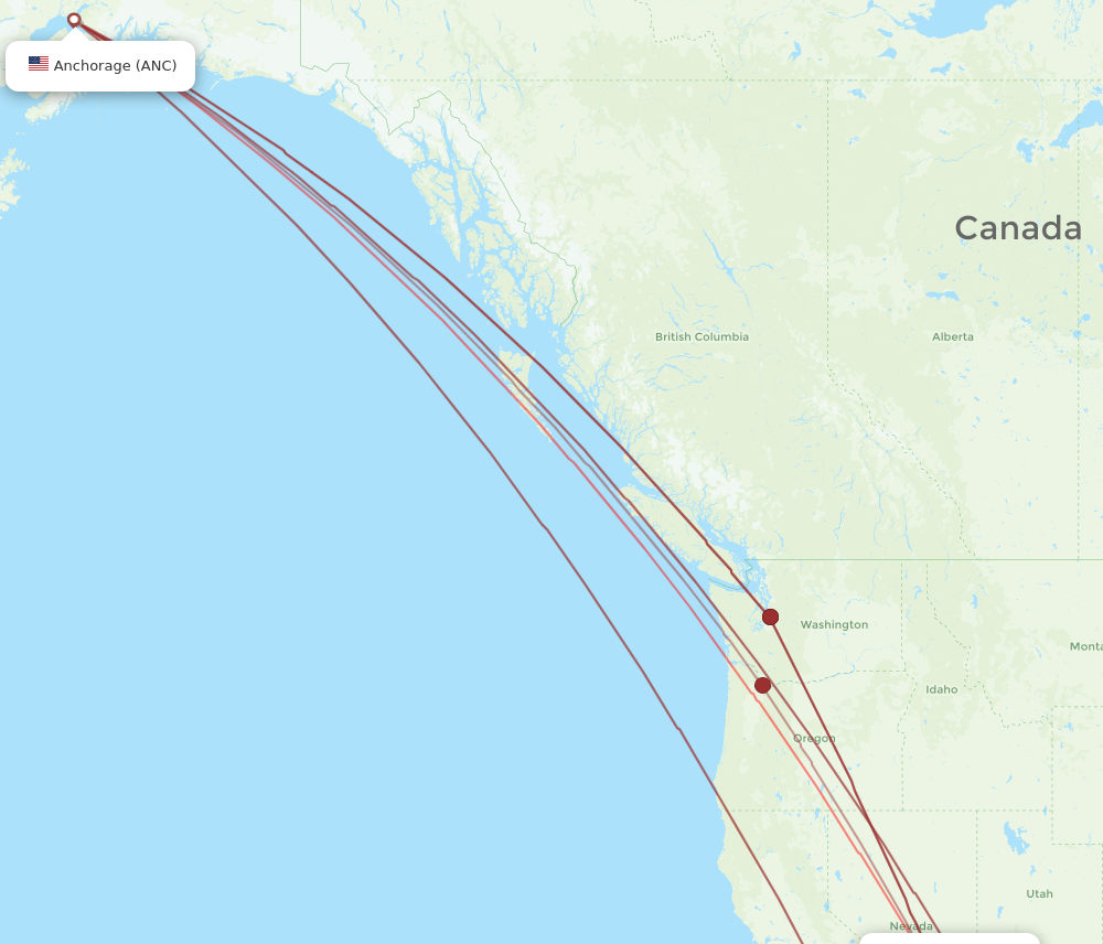 Flights from Las Vegas to Anchorage LAS to ANC Flight Routes