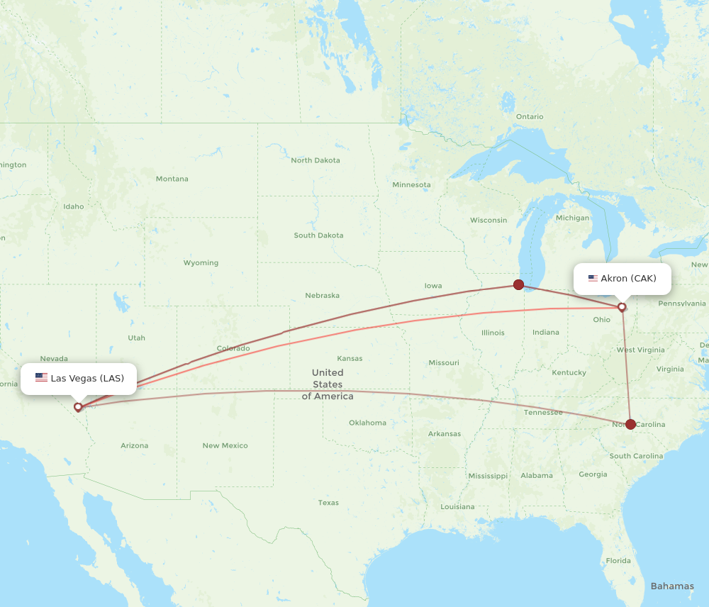 Flights from Las Vegas to Akron LAS to CAK Flight Routes