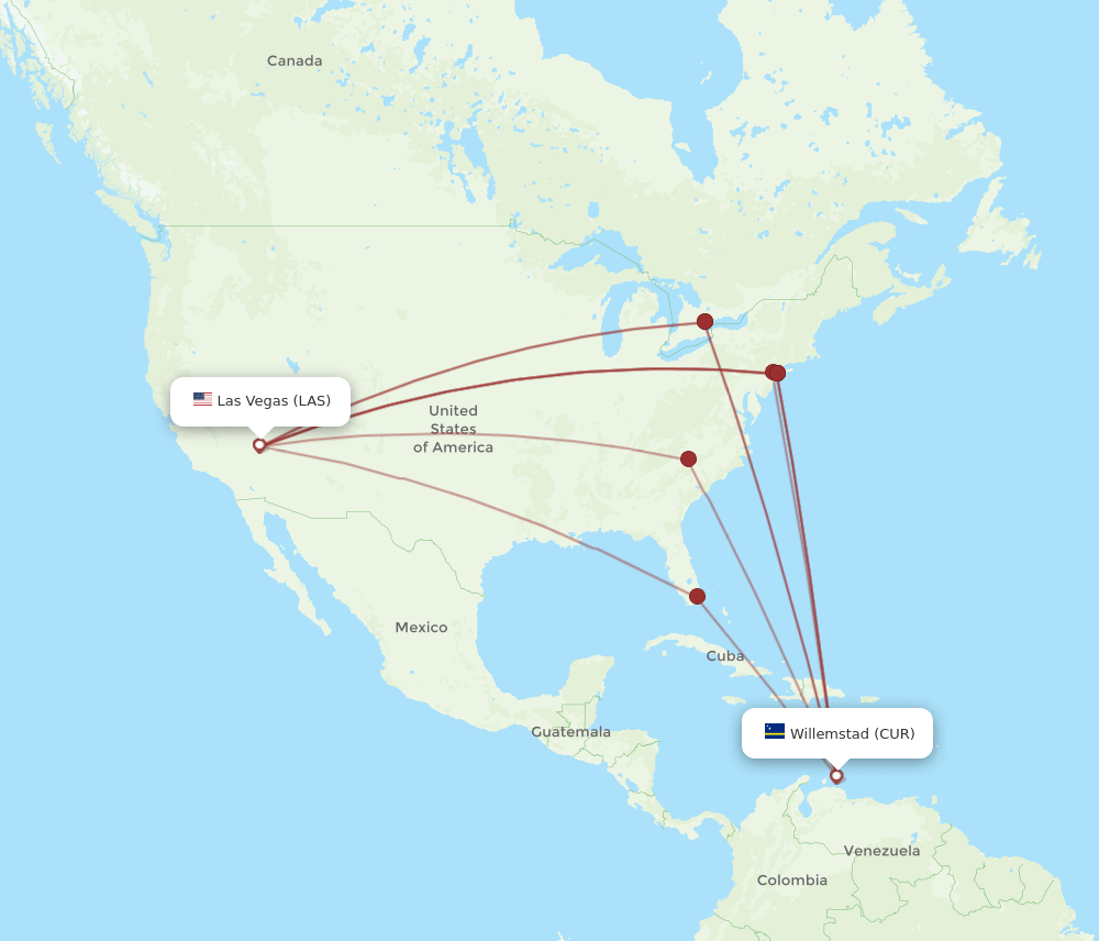 Flights from Las Vegas to Curacao, LAS to CUR - Flight Routes