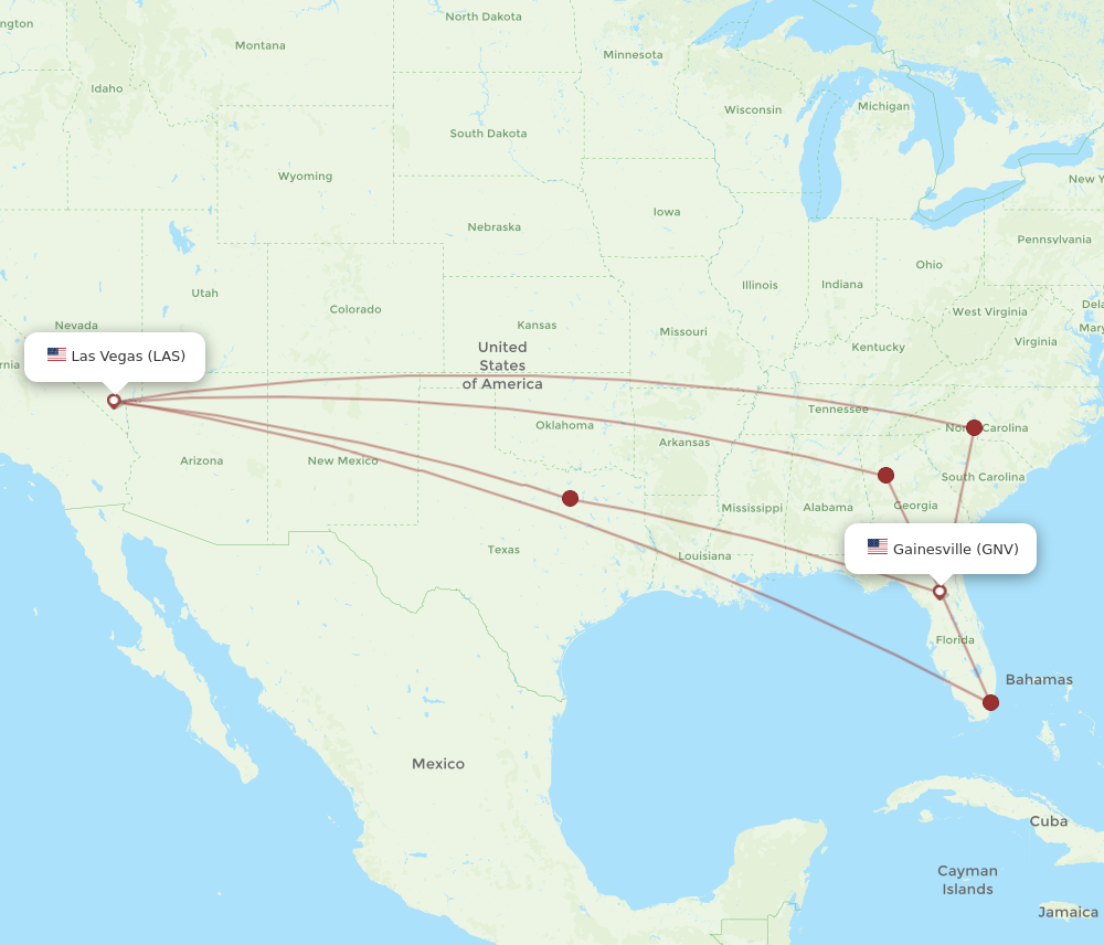 Flights from Las Vegas to Gainesville, LAS to GNV - Flight Routes