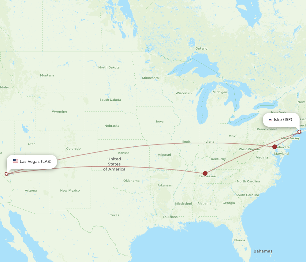 Flights from Las Vegas to Islip LAS to ISP Flight Routes