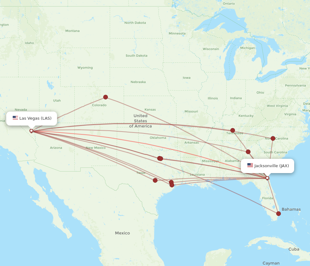 Flights from Las Vegas to Jacksonville LAS to JAX Flight Routes