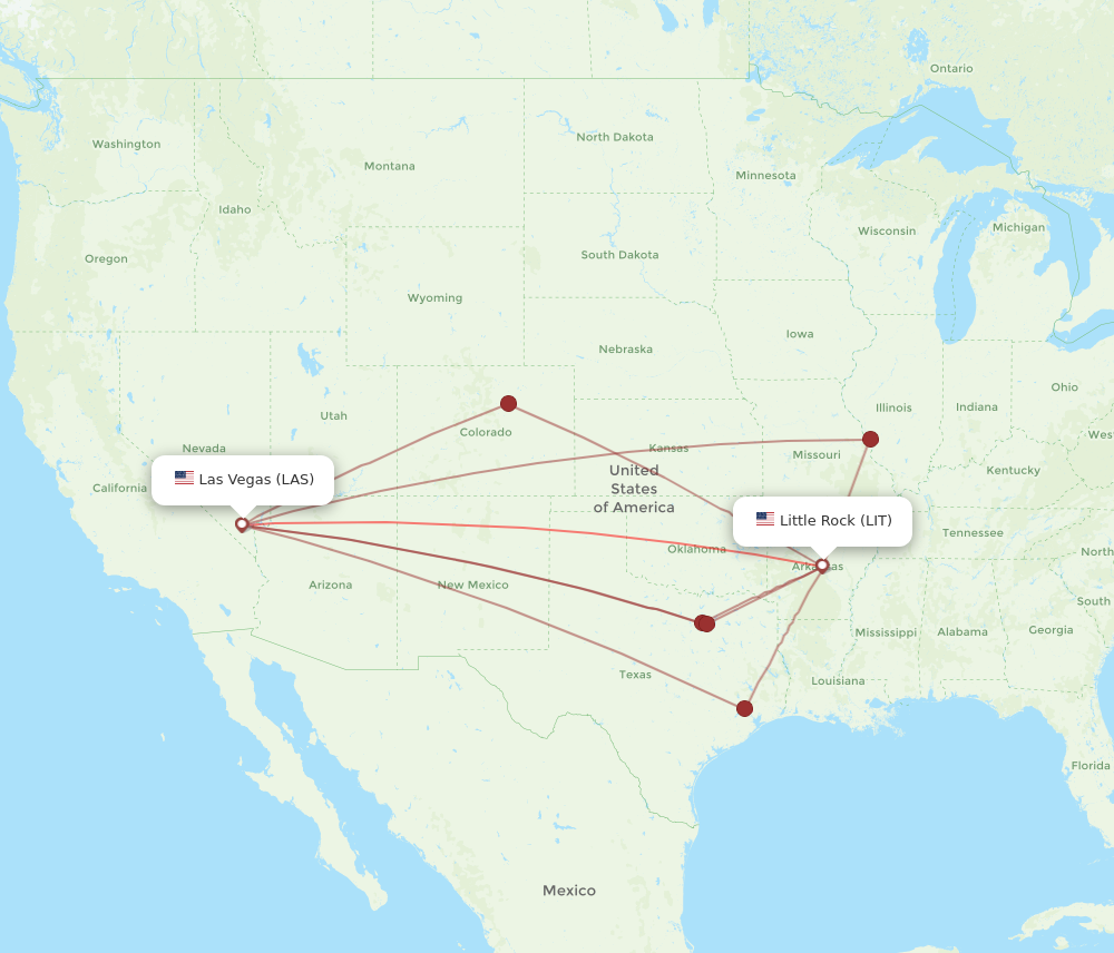 Flights from Las Vegas to Little Rock, LAS to LIT - Flight Routes