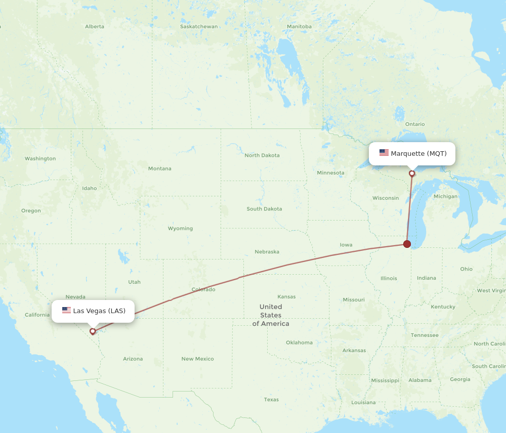 Flights from Las Vegas to Marquette, LAS to MQT - Flight Routes