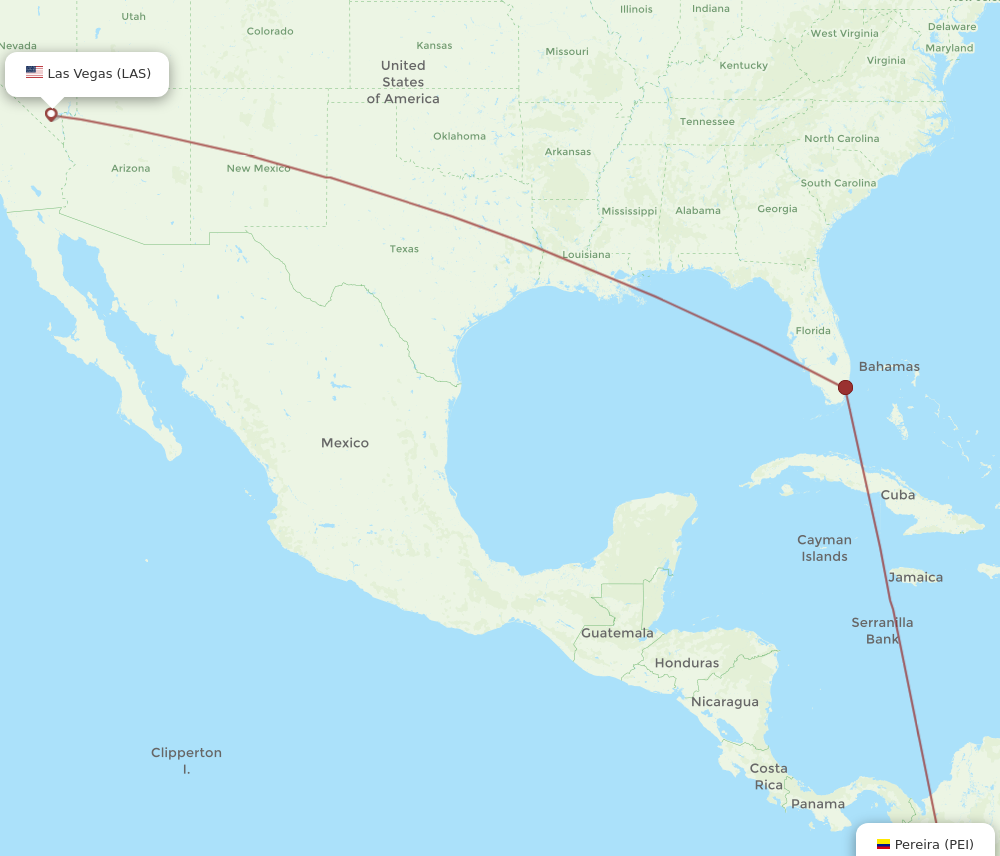 Flights from Las Vegas to Pereira LAS to PEI Flight Routes