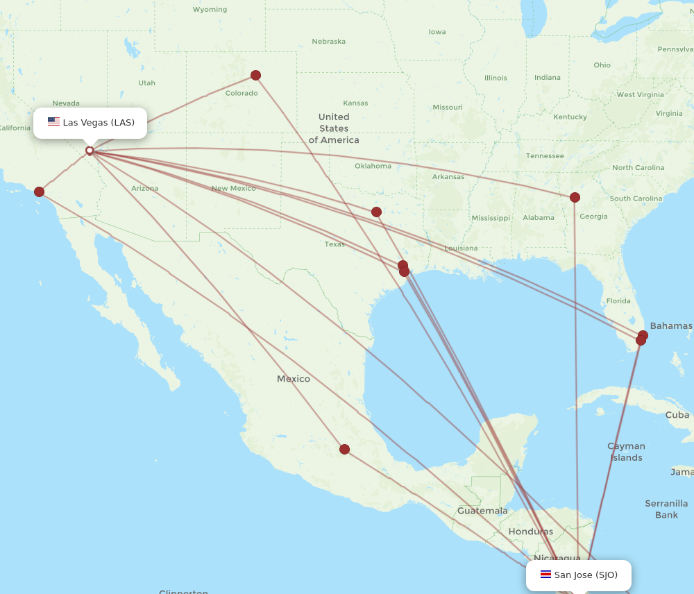 Flights from Las Vegas to San Jose LAS to SJO Flight Routes