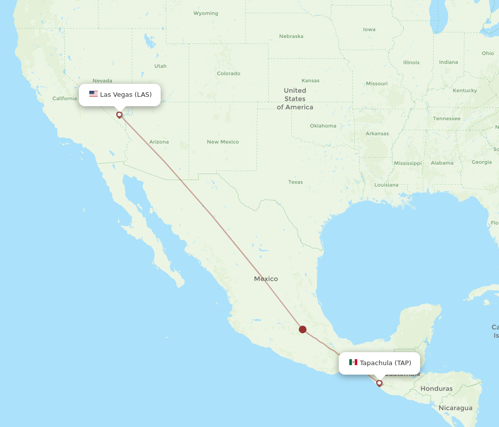 All flight routes from Las Vegas to Tapachula, LAS to TAP - Flight Routes