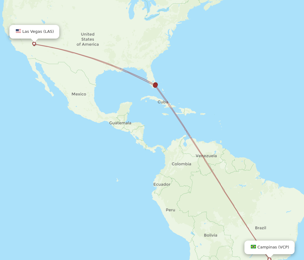 All Flight Routes From Las Vegas To Campinas, Las To Vcp - Flight Routes