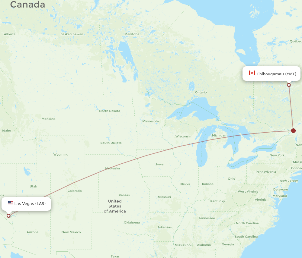 Flights from Las Vegas to Chibougamau LAS to YMT Flight Routes