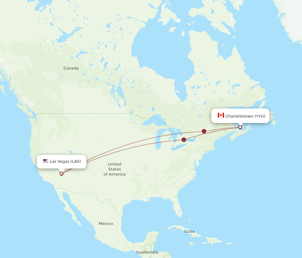 Flights from Las Vegas to Charlottetown LAS to YYG Flight Routes