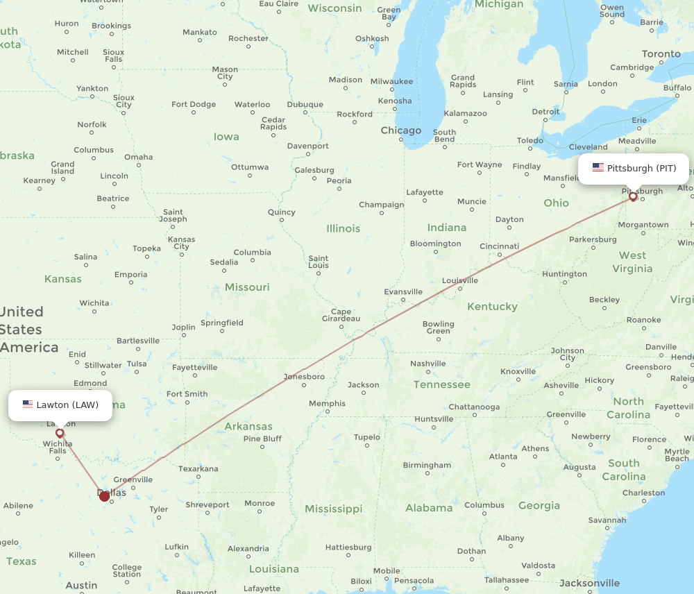 Flights from Lawton to Pittsburgh LAW to PIT Flight Routes