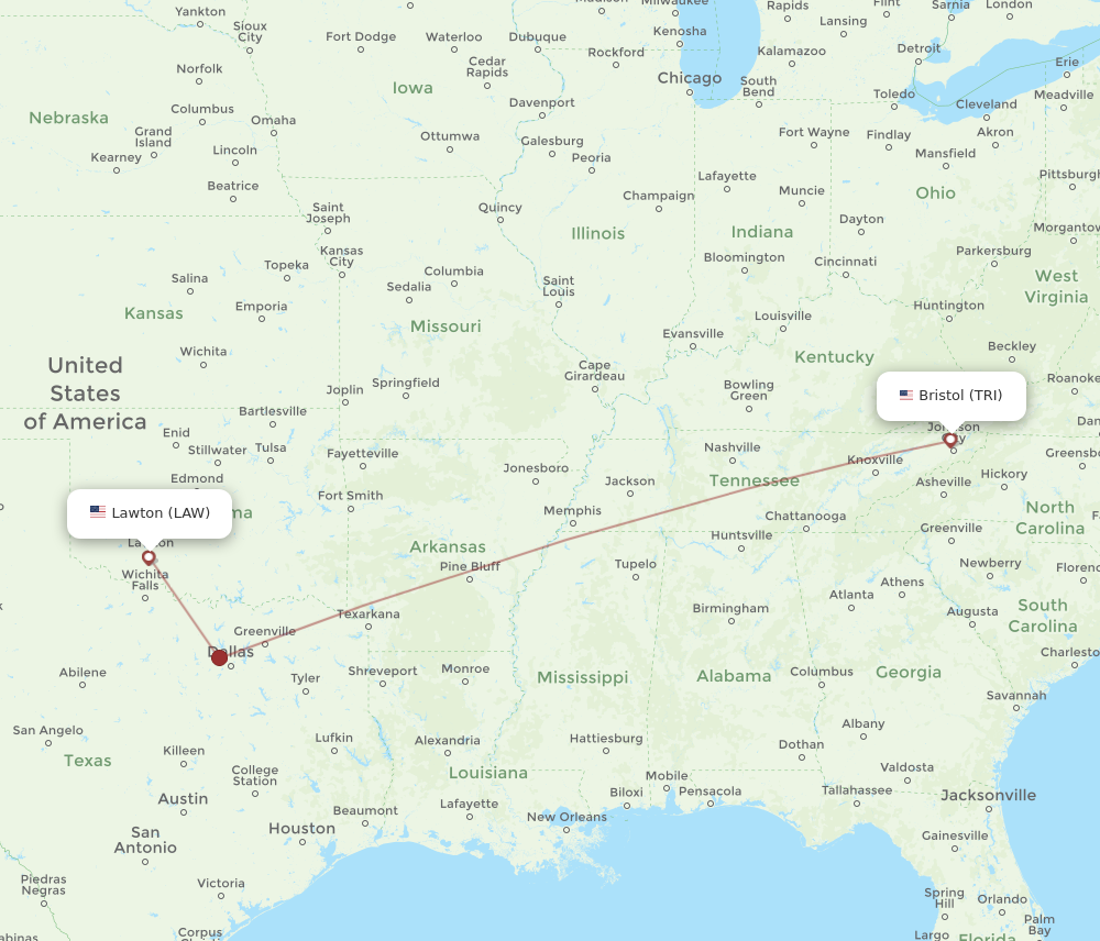 Flights from Lawton to Bristol VA Johnson City Kingsport LAW to