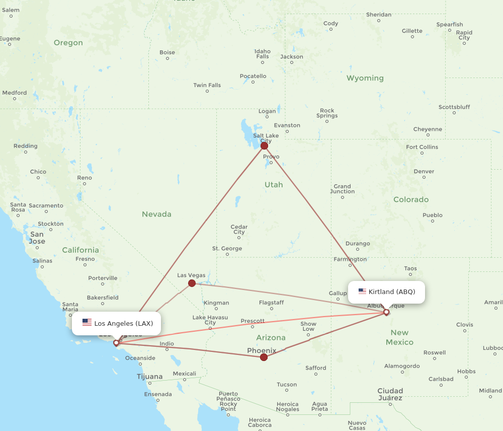 Flights from Los Angeles to Albuquerque LAX to ABQ Flight Routes