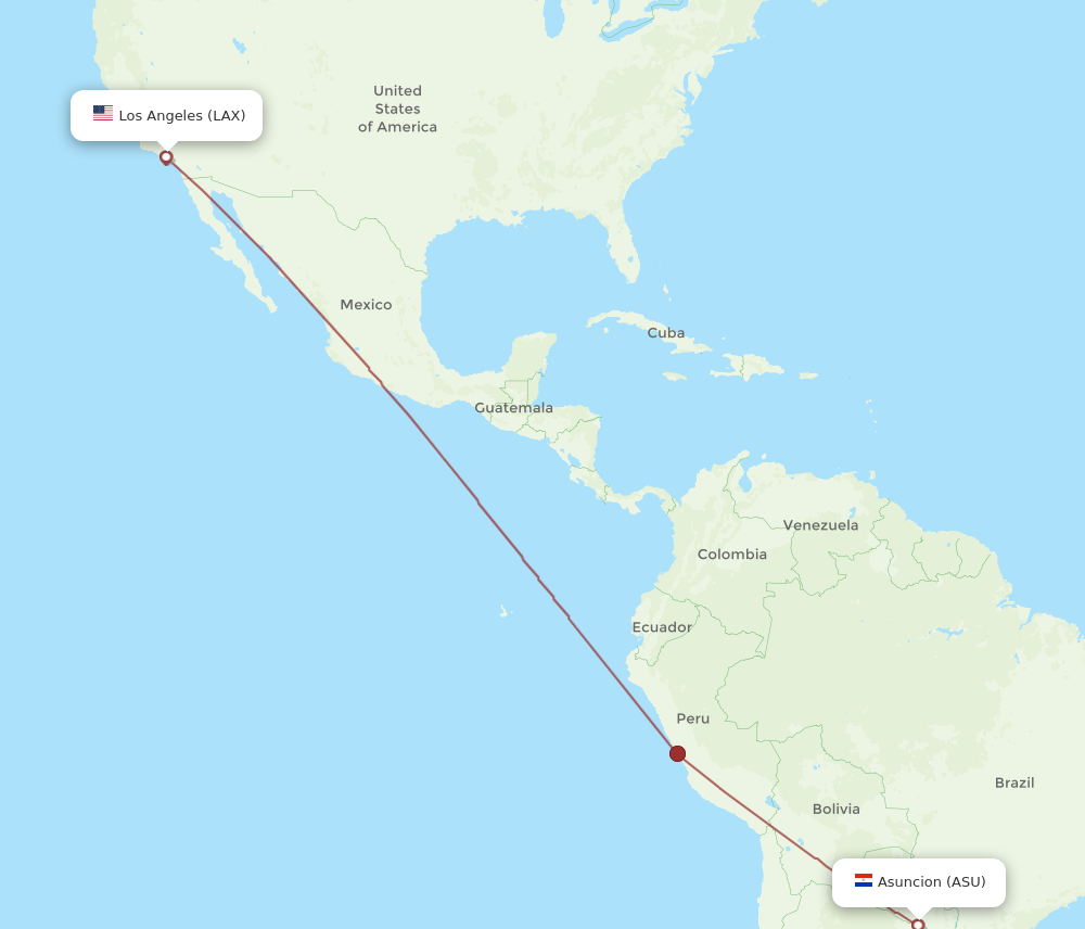 Flights from Los Angeles to Asuncion LAX to ASU Flight Routes