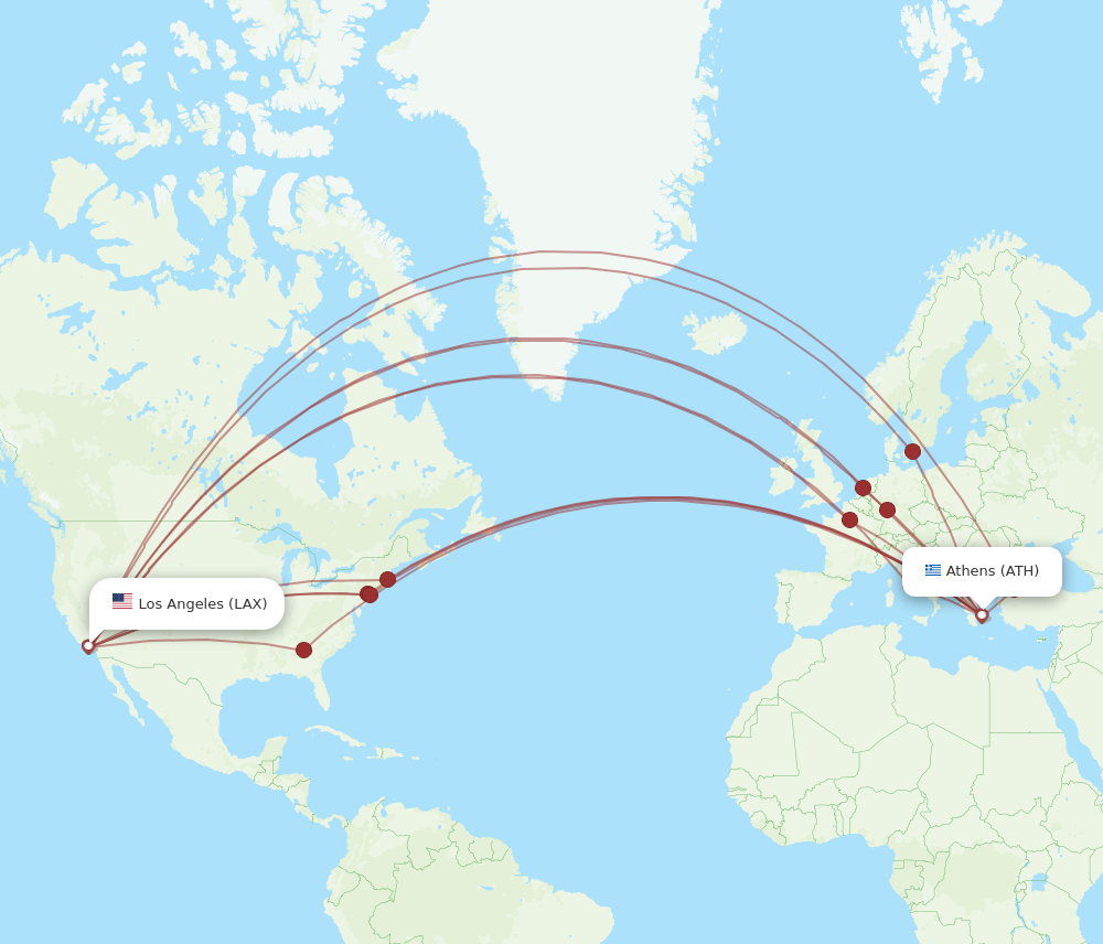 Flights from Los Angeles to Athens LAX to ATH Flight Routes